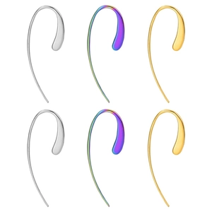 Minimalist 304 stainless steel drop earrings in silver, gold, and rainbow finishes