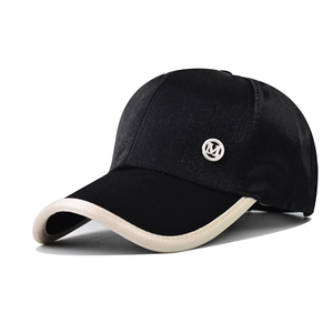 Baseball Cap Cotton Contrast Color Brim Metal M Badge Distressed Casual Adjustable Outdoor Sun Hat For Women Men
