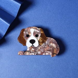 Cute Dog Brooch Acetate Acrylic Beagle Animal Shape Cartoon Pin For Clothing Bag Backpack Accessory Fashionable