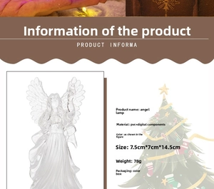 Detailed dimensions and material specs of the crystal-like acrylic angel night light
