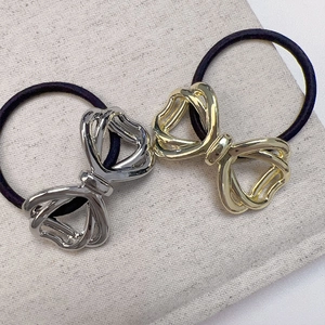 Elegant Hollow Metal Bowknot Hair Tie For Women Alloy Elastic Hair Band High Ponytail Holder Versatile Hair Accessories