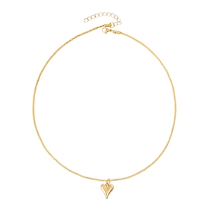 Polished gold heart pendant necklace with fine chain and lobster clasp closure