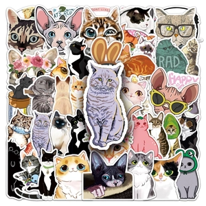 Dettaglio del set di adesivi per gatti impermeabili per laptop e decorazione bagagli