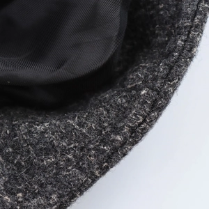 British style grey wool blend coat featuring premium texture and detailed inner lining