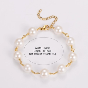 Detailed size specifications for the baroque pearl bracelet with gold metal chain link