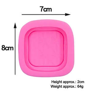Pink silicone makeup mold with star patterns for fondant cakes and DIY crafts, 8x7cm size