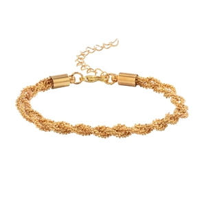 Close-up of golden twisted chain necklace with secure lobster clasp and extension link