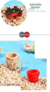 Miniature resin crab and small buckets for beach micro landscape fish tank decor