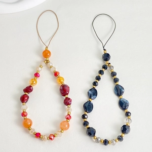 Chic geometric beaded phone straps with colorful crystal beads and gold metal spacers