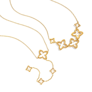 Elegant gold hollow flower pendant necklace set in minimalist high-quality metal finish