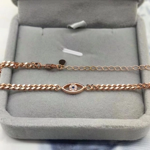 Elegantes rotgoldenes Sterling-Silber-Armband mit blauem Zirkonia-Teufelsauge-Anhänger