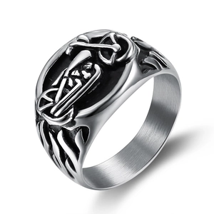 Men Vintage Motorcycle Flame Ring Stainless Steel Retro Biker Punk Rock Style Jewelry Personality Cool