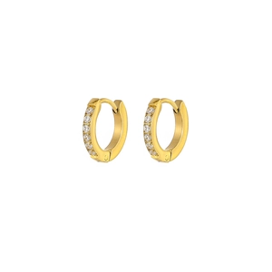 Orecchini a cerchio huggie in oro con pavé di zirconi cubici scintillanti da donna