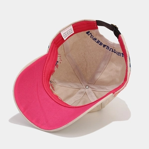 Beige sequin butterfly baseball cap with pink brim and 100% cotton inner lining
