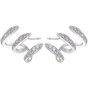 Macro shot of 18K gold-plated triple-layered claw earrings with sparkling zircon inlay