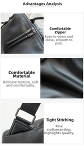 Detail of black pebbled leather texture, dual metal zippers and reinforced stitching