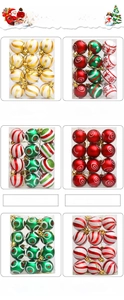 Detail showing 12pcs colorful Christmas ball ornaments with stripe and snowflake patterns