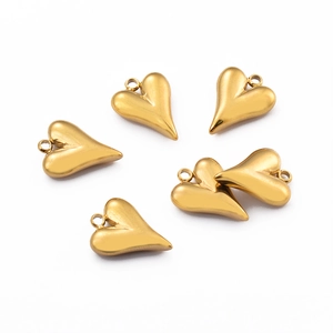 Ciondoli A Cuore Acciaio Inossidabile Forma Di Amore Gioielli DIY Accessori Lucido Oro Acciaio Tono