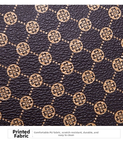 Detail of scratch-resistant PU leather with clover pattern and lychee texture