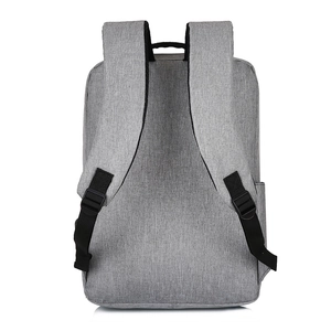 Grey waterproof 15.6 inch laptop backpack with wide shoulder straps and fabric texture