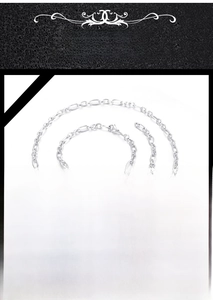 Ensemble collier et bracelet en acier inoxydable argenté avec fermoir mousqueton poli