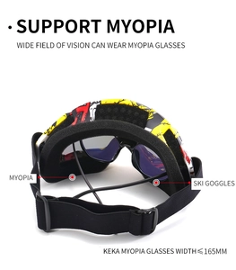 Detail of OTG ski goggles showing inner foam padding and 165mm wide glasses compatibility