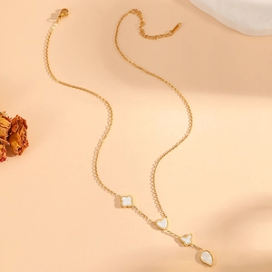 18k gold plated stainless steel necklace with butterfly heart clover shell pendants