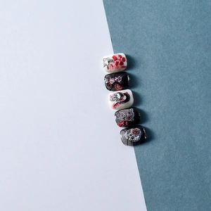 5D Punk-Stil 3D Nageltattoo mit geprägten Blumen und Skelett-Lungen-Motiven für Nägel