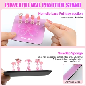 Base per nail art sfumata rosa con supporto a ventosa e fondo antiscivolo