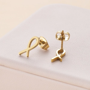 Boucles d'oreilles nœud ruban en acier inoxydable doré pour femme avec fini miroir