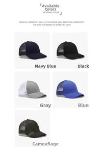 Detail view of breathable mesh back panels and adjustable straps on various trucker hats