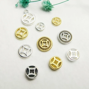 Set of 10 gold and silver hollowed coin metal spacers for DIY jewelry making