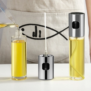 Kitchen glass oil sprayer with stainless steel pump for healthy cooking oil control