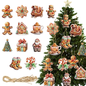 Christmas Hanging Ornaments Gingerbread Man Santa Claus Paper DIY Holiday Party Decoration Home Tree Festive Decor