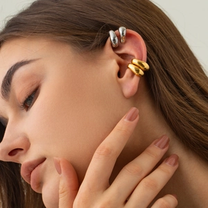 18k gold and silver plated stainless steel rivet ear cuffs for a minimalist look