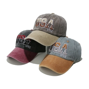 Berretti da baseball vintage in cotone lavato con ricamo USA in tre combinazioni