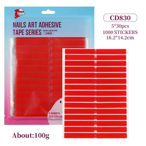 Vue détaillée de l'adhésif rouge CD830 pour nail art avec 1000 pièces de colle double-face