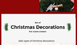 Close-up of artificial pine needles, wooden clips, and snowflake ornaments for Christmas decor