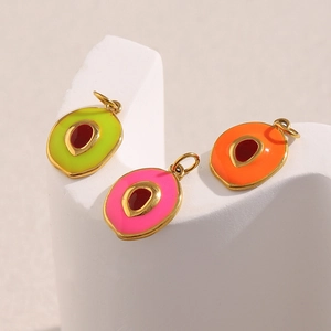 18K gold plated stainless steel fruit charms in strawberry apple and cherry shapes