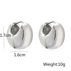 Polished silver geometric ball hoop earrings showing 1.7cm height and 10g weight details