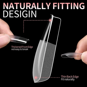 Capsules d'ongles carrées mates avec bord libre épais et base ultra-fine naturelle