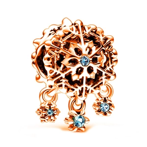 Roségoldener Schneeflocken-Anhänger mit blauen Kristallen für DIY-Schmuckarmbänder