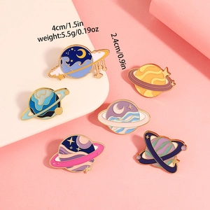 Ensemble de broches émaillées espace mignon avec motifs d'étoiles et de lune
