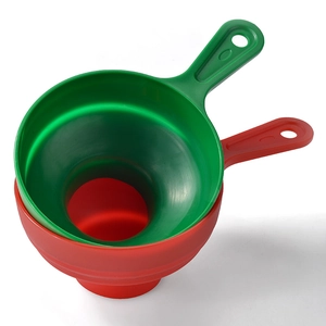 Set di imbuti pieghevoli in plastica PP rossa e verde per barattoli e oli da cucina