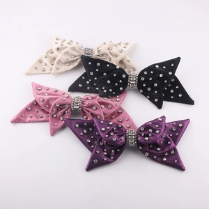 Rhinestone Bow Hair Clip Velvet Satin Large Bowknot Barrette Elegant Shiny Headwear Accessories For Women Girls Party Gift