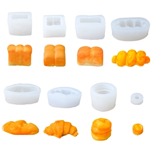 8-delige siliconen malset voor doe-het-zelf miniatuurbrood, muffins en croissants