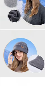 Close-up detail of thermal fleece lining and thick knit texture on this winter beanie hat