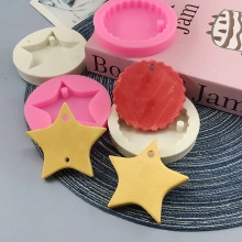Detailed view of star and round silicone molds for DIY resin pendant and cake decoration