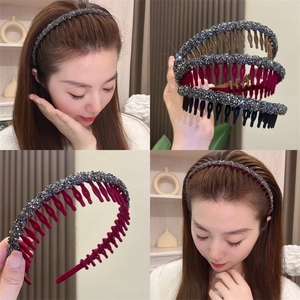 Sparkly non-slip headband with teeth for women, fashion glitter hair accessory set