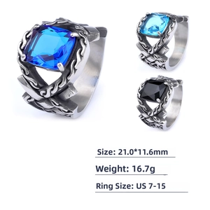 Macro view of Nordic stainless steel ring with stone showing detailed size and weight